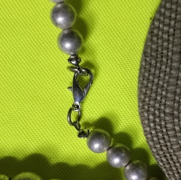 Silvertone beaded long decorative beads necklace - Picture 2 of 4